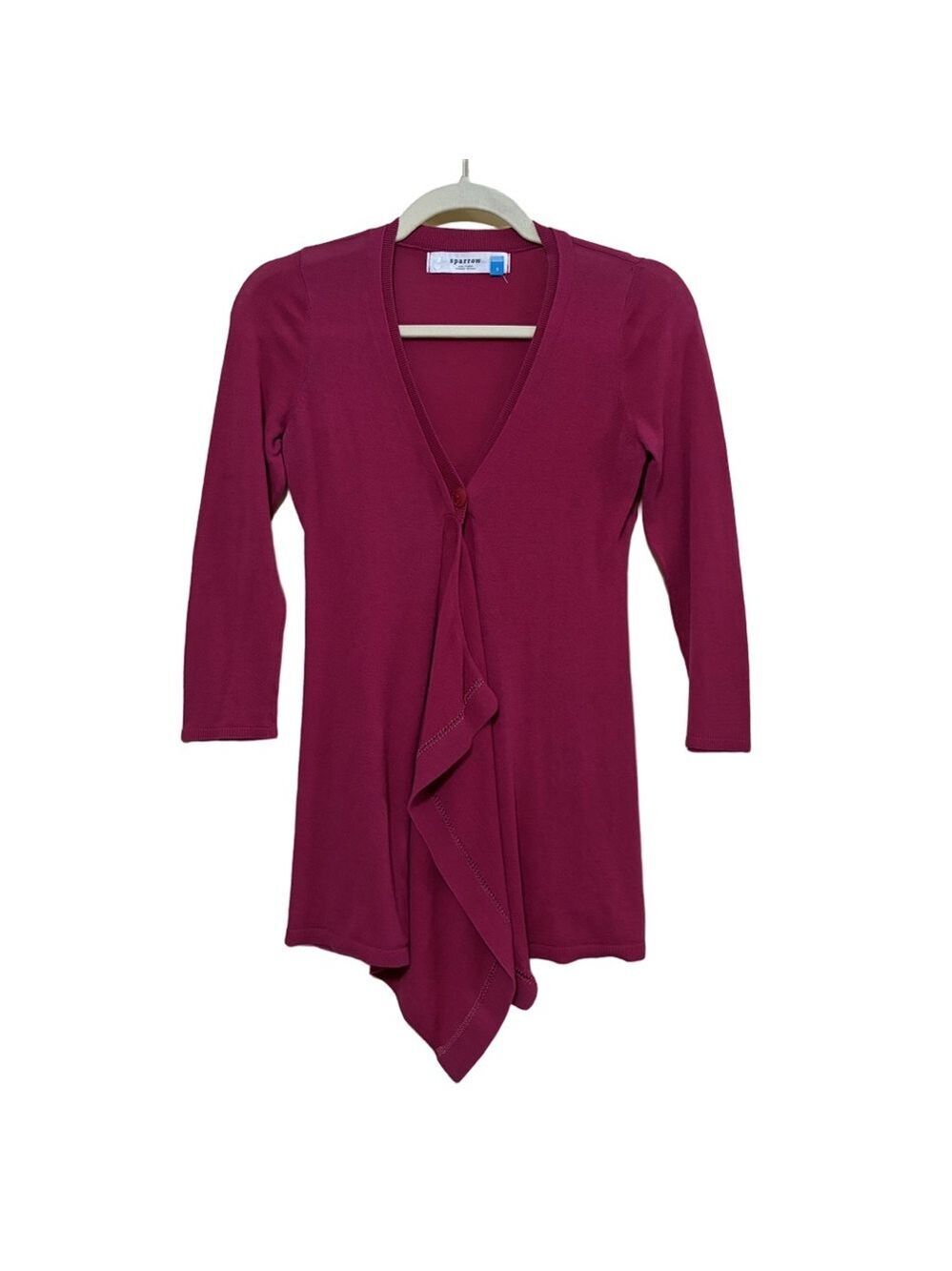 Sparrow Ballet Wrap Cardigan Sweater Women’s S Magenta One-Button Ruffle